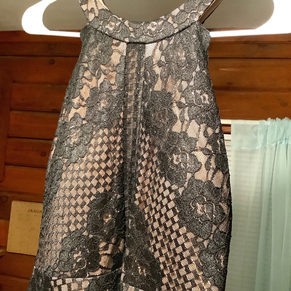 Nightway / Morgan and Co Black Sparkle Lace Gown - Picture 1 of 8